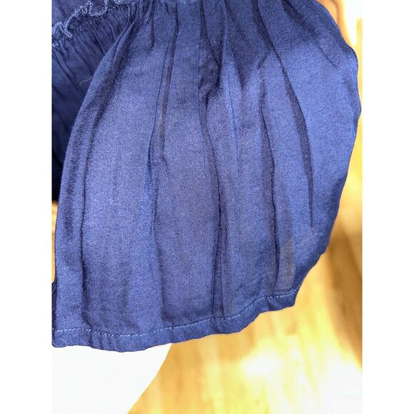Free People Navy Blue Ruffle Top With Silver Embellished Beads size S/M E70 - Picture 12 of 12